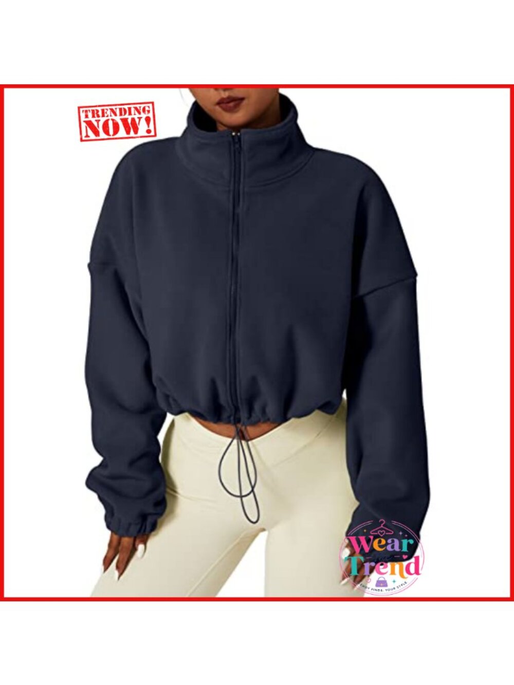 Fleece Full Zip Crop Jacket Warm Winter Long Sleeve Stand Collar Sherpa Coat
